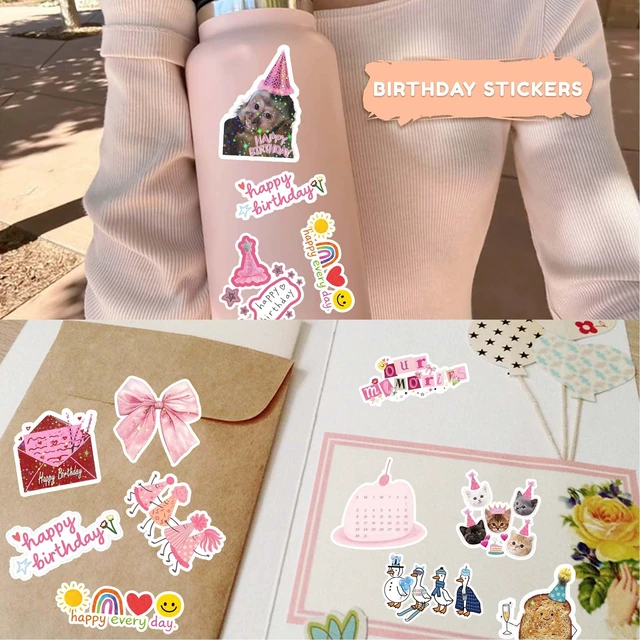 Alt view image 6 of 6 - 112PCS Happy Birthday Stickers, Cute Waterproof Vinyl Birthday Stickers for Adults, Birthday Party Supplies, Scrapbooking, Cards, Laptop and Water Bottle Decorations