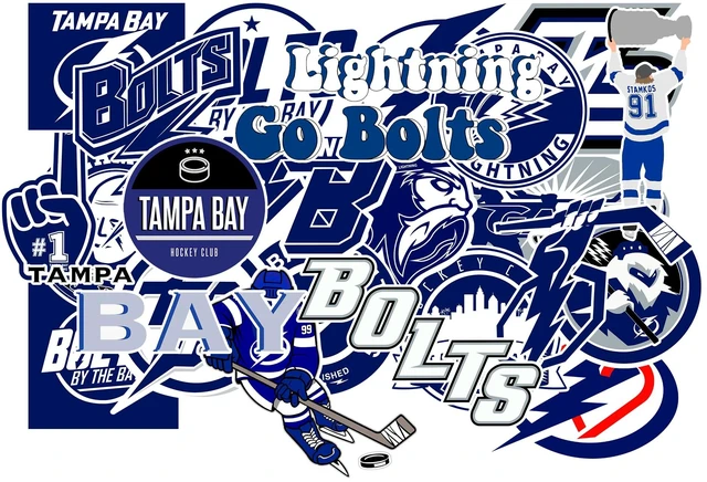 Main image of 25 PCS Tampa Bay American Lightning Hockey Stickers for Water Bottle, Laptop, Bicycle, Computer, Motorcycle, Travel Case, Car Decal Decoration Stickers
