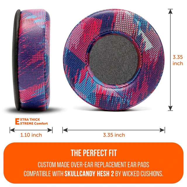 Alt view image 4 of 7 - PadZ Hesh - Extra Thick Earpads for Skullcandy Hesh Wired Made by Wicked Cushions Also fits Hesh 2 Wireless. Premium Comfort Speed Racer