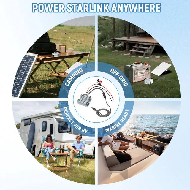 Alt view image 4 of 7 - Starlink Mini Power Supply, 12V/24V to 30V 3.5A Starlink Mini 12V Adapter DC Step Up Converter with Female Plug, Compatible with Battery/RV/Yacht Off-Grid Power Solution