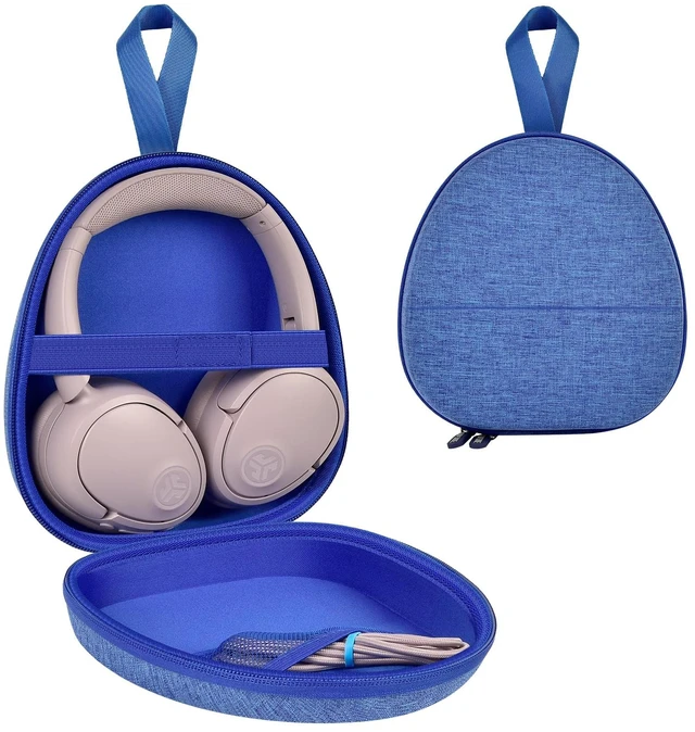 Main image of Hard Shell Headphone Case with Secure Strap and Cable Pocket, Blue 7.87 x 6.8 x 0.9 in Interior, Shock-Resistant EVA for Commuters, Students and Travelers, Fits Most Foldable Over-Ear Headphon