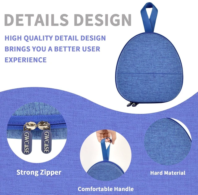 Alt view image 5 of 7 - Hard Shell Headphone Case with Secure Strap and Cable Pocket, Blue 7.87 x 6.8 x 0.9 in Interior, Shock-Resistant EVA for Commuters, Students and Travelers, Fits Most Foldable Over-Ear Headphon