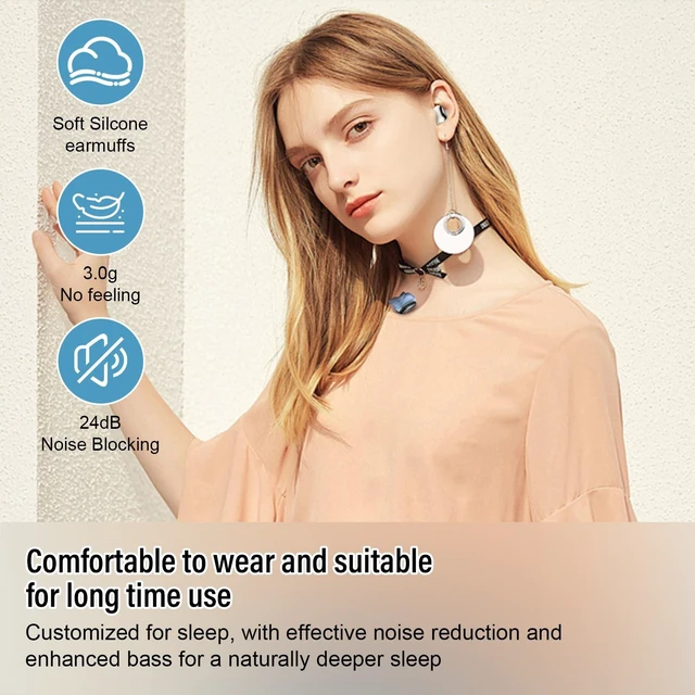 Alt view image 3 of 7 - Sleep Earbuds Bluetooth 5.4 in Ear Light-Weight Headphones, Mini Sleep Headphones Small Design for Side Sleepers, 47H Playtime with Charging Case, Clear Calls Earphones, Ivory White