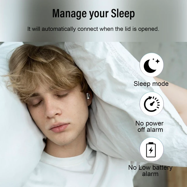 Alt view image 4 of 7 - Sleep Earbuds Bluetooth 5.4 in Ear Light-Weight Headphones, Mini Sleep Headphones Small Design for Side Sleepers, 47H Playtime with Charging Case, Clear Calls Earphones, Ivory White