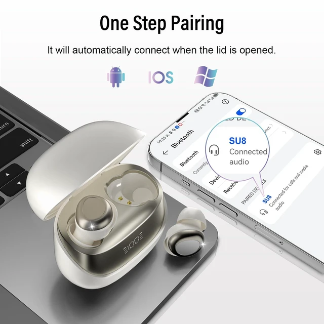 Alt view image 7 of 7 - Sleep Earbuds Bluetooth 5.4 in Ear Light-Weight Headphones, Mini Sleep Headphones Small Design for Side Sleepers, 47H Playtime with Charging Case, Clear Calls Earphones, Ivory White