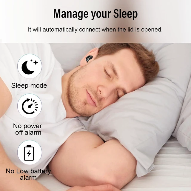 Alt view image 4 of 7 - Sleep Earbuds Bluetooth 5.4 in Ear Light-Weight Headphones, Mini Sleep Headphones Small Design for Side Sleepers, 47H Playtime with Charging Case, Clear Calls Earphones, Black