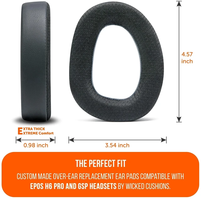 Alt view image 5 of 7 - Freeze EPOS H6 Pro - Cooling Gel Earpads for EPOS H6 Pro Headphones Made by Wicked Cushions Also fits Sennheiser GSP600, GSP500, GSP550 & GSP670. Enhance Comfort & Durability Black