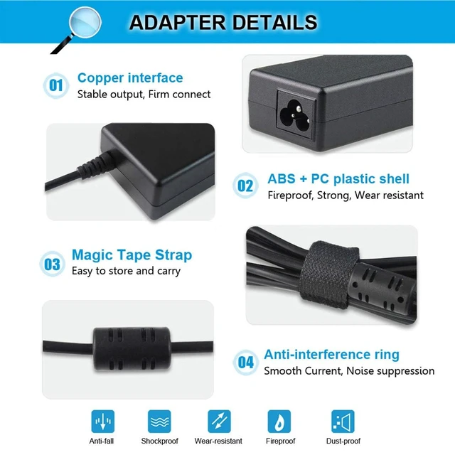 Alt view image 4 of 7 - 18.5V 3.5A 65W AC Adapter Charger Compatible with HP Pavilion G4 G6 G7 G32 G42 G56 G60 G61 G62 G71 G72 DV3 DV4 DV5 DV6 DV7 DM4 M6 M7 Series Compaq Presario CQ56 CQ57 CQ58 CQ62 CQ61 CQ60 Power Supply