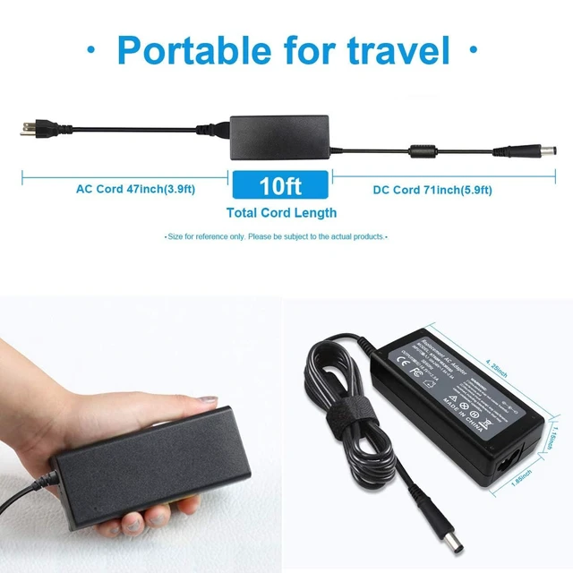 Alt view image 3 of 7 - 18.5V 3.5A 65W AC Adapter Charger Compatible with HP Pavilion G4 G6 G7 G32 G42 G56 G60 G61 G62 G71 G72 DV3 DV4 DV5 DV6 DV7 DM4 M6 M7 Series Compaq Presario CQ56 CQ57 CQ58 CQ62 CQ61 CQ60 Power Supply