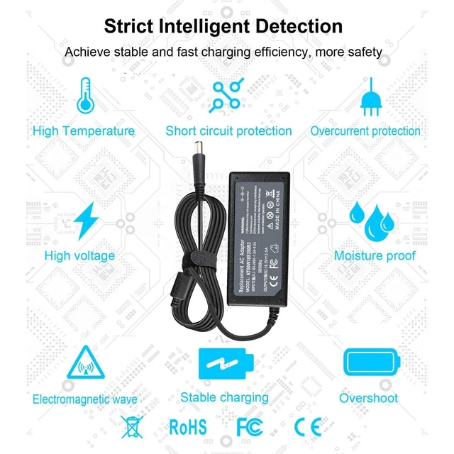 Alt view image 5 of 7 - 18.5V 3.5A 65W AC Adapter Charger Compatible with HP Pavilion G4 G6 G7 G32 G42 G56 G60 G61 G62 G71 G72 DV3 DV4 DV5 DV6 DV7 DM4 M6 M7 Series Compaq Presario CQ56 CQ57 CQ58 CQ62 CQ61 CQ60 Power Supply
