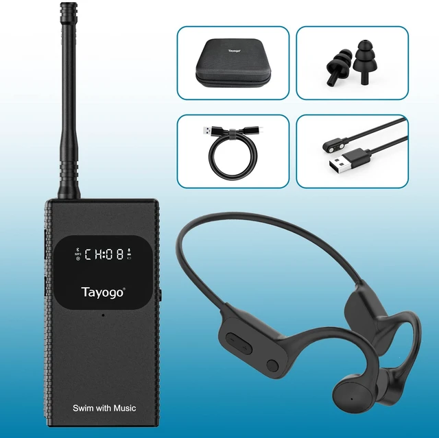 Alt view image 7 of 7 - Swimming Headphones, Waterproof Bone Conduction Headsets, Swim Coach Communicator, Waterproof Headphones for Spotify, Music, YouTube, Stream with Your Swimming, NO MP3 Download