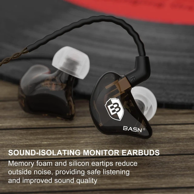 Alt view image 3 of 7 - Bsinger 2nd Generation in Ear Monitor Headphones for Musicians, Black Sound Isolating Earphones with Dual Dynamic Drivers Detachable MMCX Cable