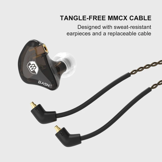 Alt view image 7 of 7 - Bsinger 2nd Generation in Ear Monitor Headphones for Musicians, Black Sound Isolating Earphones with Dual Dynamic Drivers Detachable MMCX Cable
