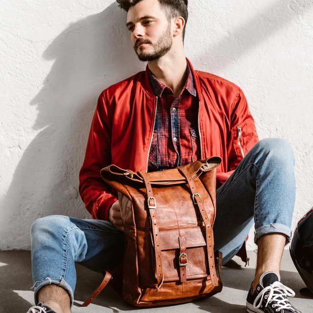Alt view image 2 of 7 - Vintage Full Grain Leather Backpack Leeds, Travel Backpack, Laptop Backpack for Women and Men