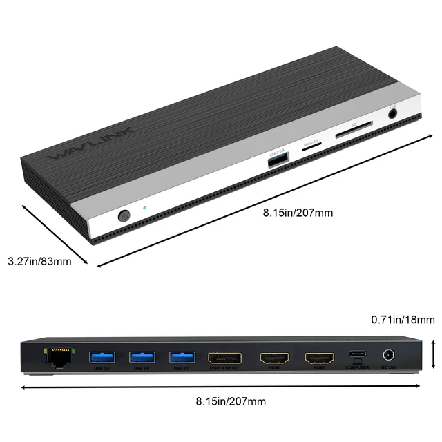 Alt view image 5 of 7 - 13-in-1 USB C Docking Station Triple 4K for Laptop Windows Laptop Dock, Triple 4K Display, 100W Charging, 4 USB 3.0, 2 HDMI, DP, Gigabit Ethernet, SD/TF, Audio. Thunderbolt 3/4
