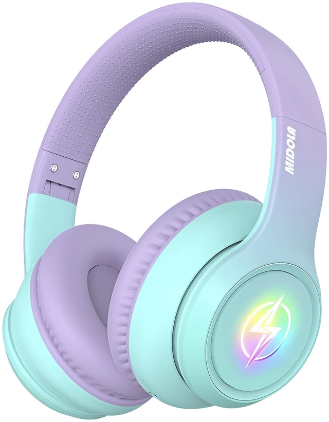 Main image of Kids Bluetooth Headphones Wireless Over-Ear,60H/8H with LED Light,85/94dB Volume Limit,Active Noise Cancelling,Foldable Over-Ear for Toddler School/Home Girls Boys Tablet,Stereo Sound,Built-in Mic