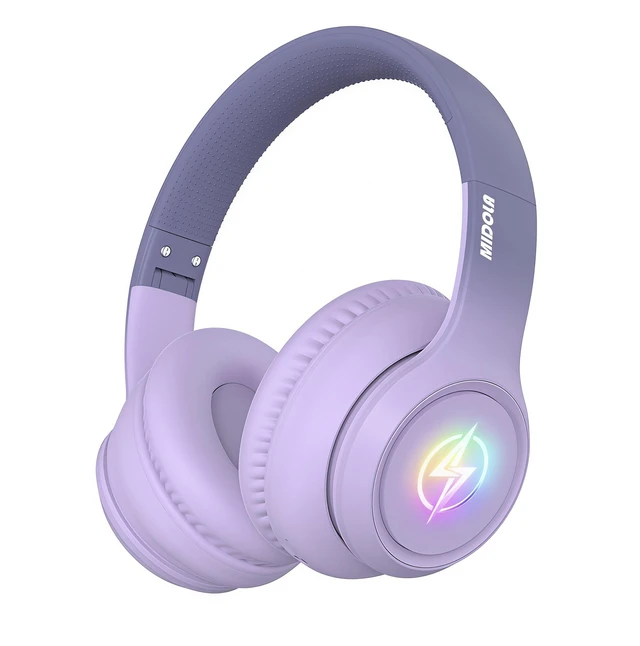 Main image of Kids Bluetooth Headphones Wireless Over-Ear,60H/8H with LED Light,85/94dB Volume Limit,Active Noise Cancelling,Foldable Over-Ear for Toddler School/Home Girls Boys Tablet,Stereo Sound,Built-in Mic