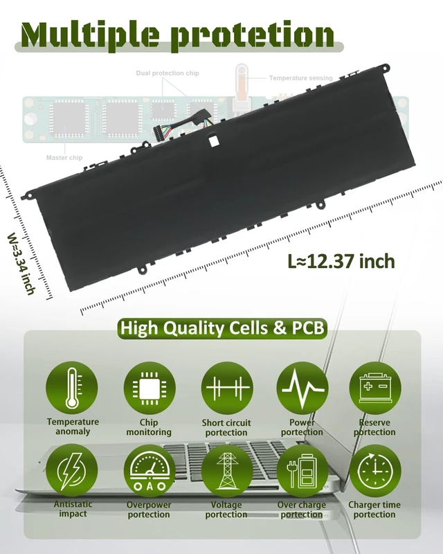 Alt view image 5 of 7 - 61Wh L19M4PH3 L19C4PH3 L19D4PH3 Battery for Ideapad Yoga Slim 7 Pro-14ARH5 Pro-14ITL5 Pro-14IHU5 Pro-14ACH5 Pro-14IAP7 Series Parts Number SB10Z49515 SB10Z49516 SB10Z49517-15.44V 4-Cell