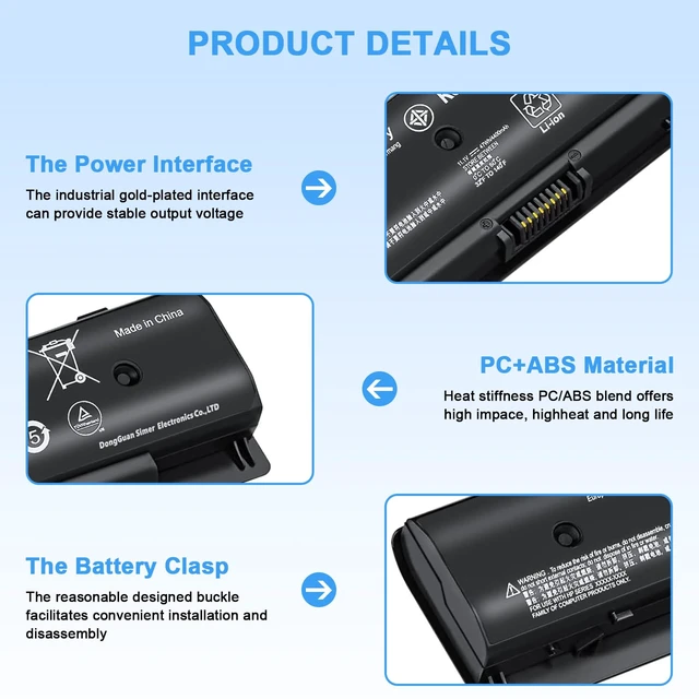 Alt view image 3 of 7 - 47WH PI06 PI09 710416-001 710417-001 Laptop Battery Relacement for HP Envy HSTNN-LB4N HSTNN-UB4N HSTNN-LB4O HSTNN-YB4N HSTNN-YB4O,TouchSmart, Pavilion, Pavilion TouchSmart 14 15 17 Series