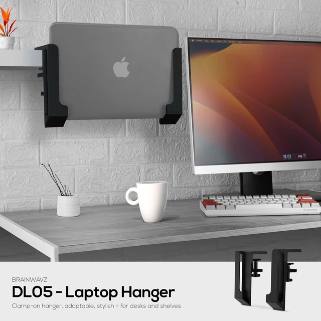 Alt view image 2 of 7 - Laptop Holder for Side of Desk, 1.2" / 31mm, Adjustable Length, Ideal for Macbooks, Surface, Keyboards, Switch, Tablets & More, Easy to Install, Screw On Desk