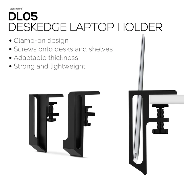 Alt view image 4 of 7 - Laptop Holder for Side of Desk, 1.2" / 31mm, Adjustable Length, Ideal for Macbooks, Surface, Keyboards, Switch, Tablets & More, Easy to Install, Screw On Desk