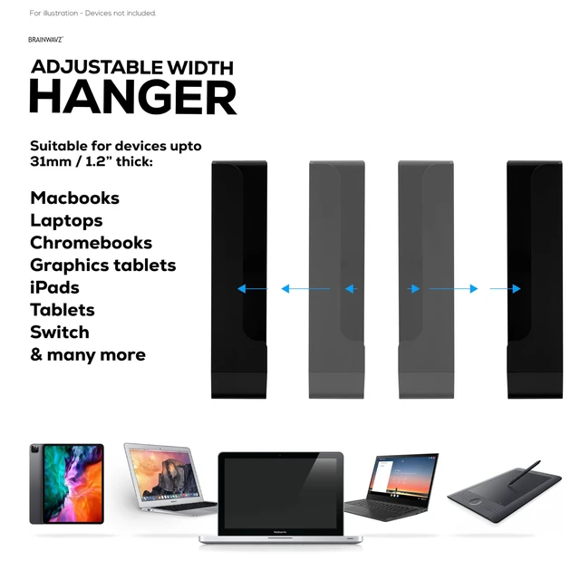 Alt view image 7 of 7 - Laptop Holder for Side of Desk, 1.2" / 31mm, Adjustable Length, Ideal for Macbooks, Surface, Keyboards, Switch, Tablets & More, Easy to Install, Screw On Desk