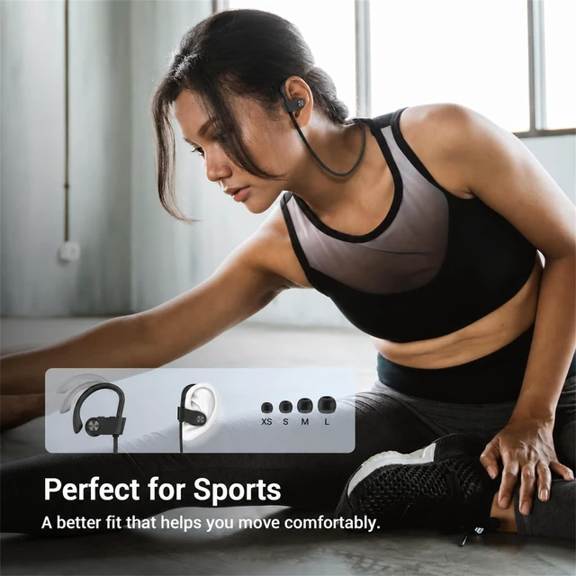 Alt view image 5 of 7 - Bluetooth 5.3 Headphones, Wireless Sports In-Ear Earbuds IPX7 Waterproof 16 Hours Playtime, Sweatproof Stereo Earphones with MIC, Noise Cancelling Headsets for Gym Running Workout, Clear Sound