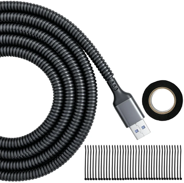Main image of Split Wire Loom Tubing, 120ft 1/4inch Heat Resistance Wire Protector Cable Sleeve Protector, Flame Retardant, Wire Protector for Pets, Cable Management Sleeve for Automotive Engine, Home Office