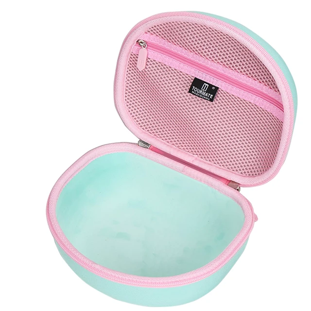 Alt view image 2 of 7 - Hard Travel Case for Riwbox CT-7 CT-7S / iClever HS01 / FosPower Cat Ear LED Light Kids Wireless Headphones, Protective Carrying Storage Bag (Pink&Green Box for Sale)