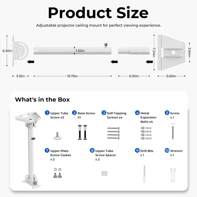 Alt view image 7 of 7 - Starlink Gen 3/4/4X Mount Kit, 360° Heavy Duty Adjustable Pivot Mount, for eave, Wall, Roof Mount and Pole Mount Compatible with Starlink V3/V4 Standard Dish(White)