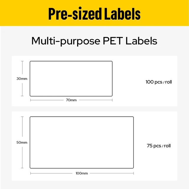 Alt view image 3 of 6 - EP53 Labels, All-Weather PET Label Tape with Ribbon Cartridge for Indoor/Outdoor ID and Equipment Labeling - for EP53 Portable Industrial Label Maker