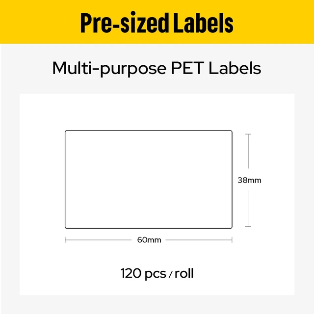 Alt view image 2 of 6 - EP53 Labels, Black on Metallic Silver Label Tape with Integrated Ribbon Cartridge for Indoor/Outdoor ID and Equipment Labeling,1.50" W x 2.36" H, 120 Labels/Roll