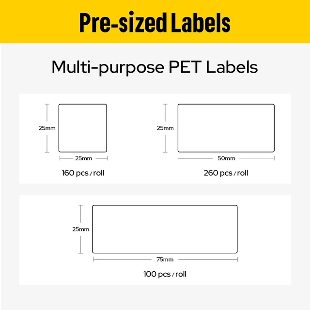 Alt view image 3 of 6 - EP53 Labels, All-Weather PET Label Tape with Ribbon Cartridge for Indoor/Outdoor ID and Equipment Labeling - for EP53 Portable Industrial Label Maker