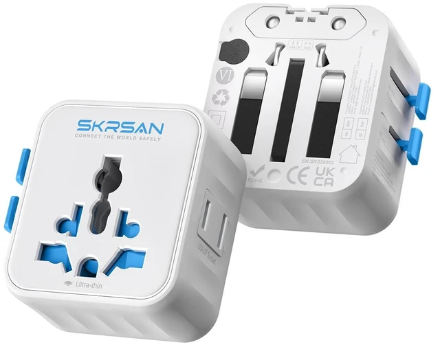 Main image of Aura Mini Global Plug 2 Pack, Pocket-Sized (Arctic White) Aura Universal Travel Plug for 200+ Countries (US/EU/UK/AU/AS), Portable Plug Adapter for Business Trip (NO USB A/C)
