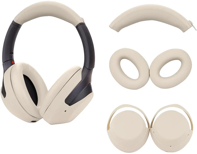 Main image of 3Sets Silicone Sweat Case Cover for Sony WH-1000XM4 WH-1000XM3 Headphones, Silicone XM4 Earpad Cover/Ear Covers/Headband Cover Protector, Sweat Proof Soft Headphone Accessories (Off White)
