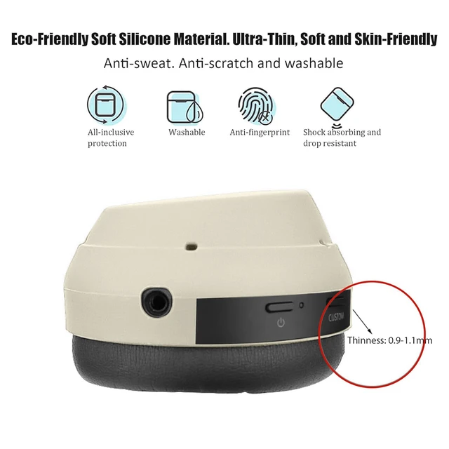 Alt view image 5 of 7 - 3Sets Silicone Sweat Case Cover for Sony WH-1000XM4 WH-1000XM3 Headphones, Silicone XM4 Earpad Cover/Ear Covers/Headband Cover Protector, Sweat Proof Soft Headphone Accessories (Off White)