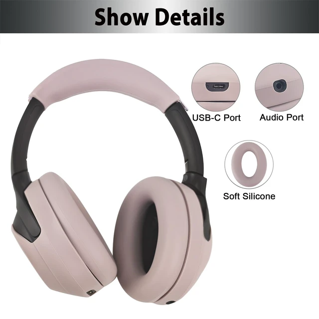 Alt view image 5 of 7 - 3Sets Silicone Sweat Case Cover for Sony WH-1000XM4 WH-1000XM3 Headphones, XM4 Covers Accessories with Washable Silicone Ear Pads Covers & Headband Cover & Ear Cups Covers - Smoky Pink