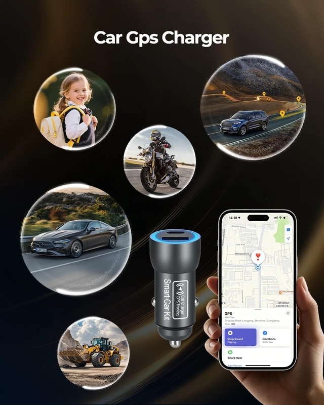Alt view image 7 of 7 - USB C Car Charger,GPS Tracker for Vehicles Cigarette for iOS Find My 2-Port 40W Super Fast Charging Hidden Portable GPS Tracker Anti-Theft (iOS Only),No Monthly Fee Subscription-Grey