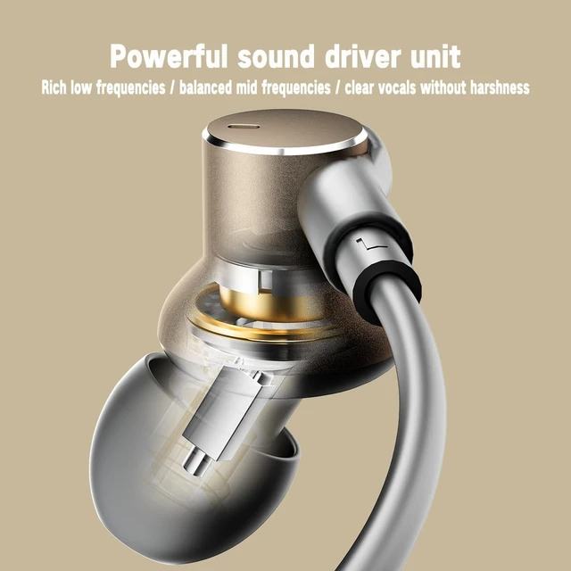Alt view image 2 of 6 - Dynamic Balanced Deep Bass Wired Headphones -Call Noise cancelling Earbuds Dual-Driver Bass Boost ear bud Wired, In-Ear Noise Isolation-Clear Call and High-Resolution Audio,Noise Cancellation