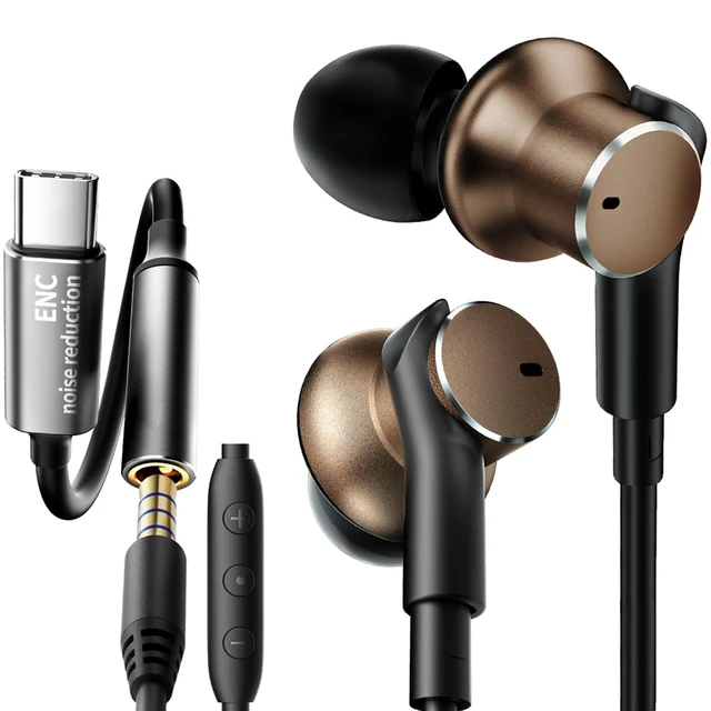 Alt view image 4 of 7 - Dynamic Balanced Deep Bass Wired Headphones-Call Noise cancelling Earbuds Dual-Driver Bass Boost ear bud Wired, In-Ear Noise Isolation-Clear Call and High-Resolution Audio,Noise Cancellation