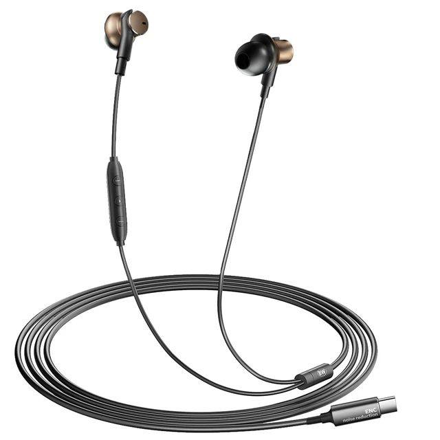 Alt view image 4 of 6 - Dynamic Balanced Deep Bass Wired Headphones -Call Noise cancelling Earbuds Dual-Driver Bass Boost ear bud Wired, In-Ear Noise Isolation-Clear Call and High-Resolution Audio,Noise Cancellation