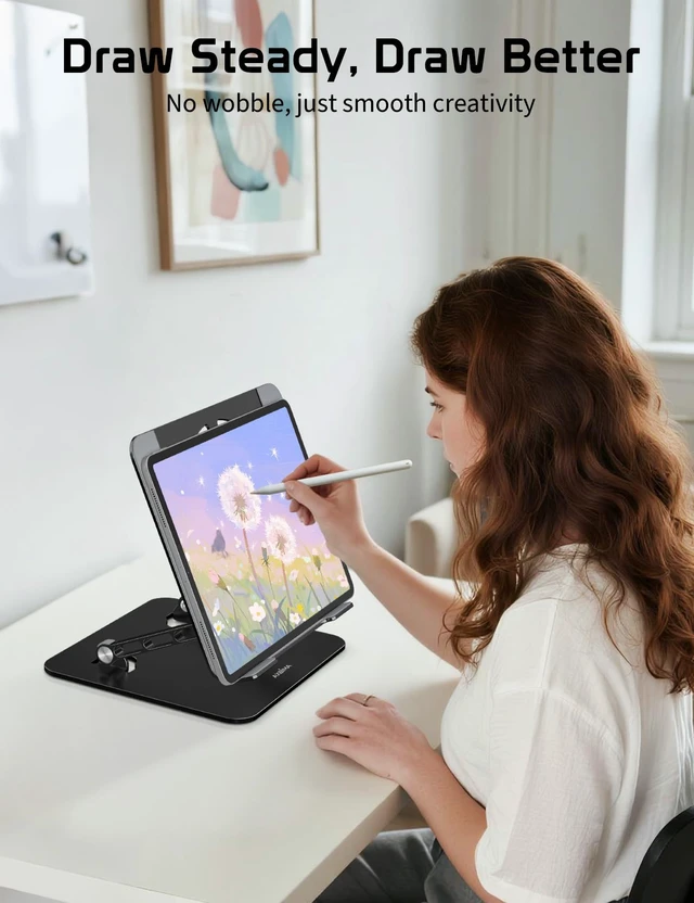 Alt view image 7 of 7 - Adjustable Aluminum Laptop Stand for Desk,Ergonomic Riser, Black Open Ventilated Design, Fits MacBook Pro/Air & 10"-16" Laptops, Stable Support for Office, Home & Travel