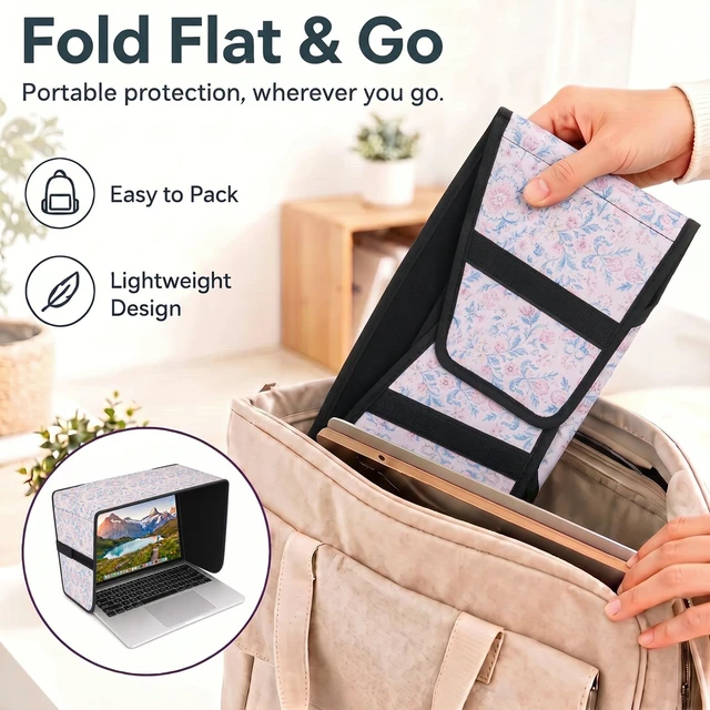 Alt view image 6 of 7 - Laptop Shade 15-16 Inch, Outdoor Pink Floral Pattern Foldable Sun Visor Blocks Glare, Protect Screen for Outdoor Work, Lightweight Anti-glare Hood, Portable Laptop Block