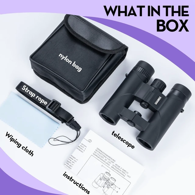 Alt view image 5 of 7 - 10x25 Binoculars for Kids Mini Pocket Compact Binoculars Waterproof Small Binocular for Bird Watching Travel Stargazing Outdoor Sports Black