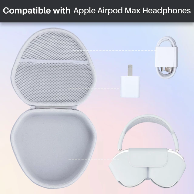 Alt view image 3 of 7 - Hard Case Compatible with Apple AirPods Max 2 Over-Ear Headphones Lightweight & Carry, Dustproof Storage, Travel Friendly, Portable for Daily Use, Silver Case