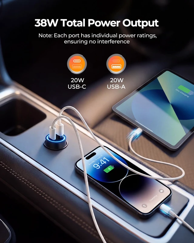 Alt view image 4 of 7 - USB C Car Charger,GPS Tracker for Vehicles Cigarette for iOS Find My 2-Port 40W Super Fast Charging Hidden Portable GPS Tracker Anti-Theft (iOS Only),No Monthly Fee Subscription-Grey