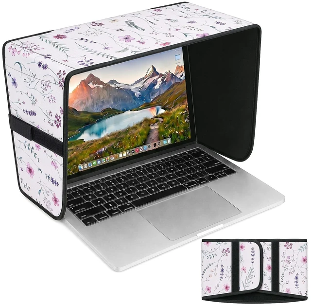 Main image of Laptop Shade 15-16 Inch White Dried Flowers Foldable Sun Visor Blocks Glare, Protect Screen for Outdoor Work, Lightweight Anti-glare Hood, Portable Laptop Block