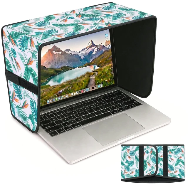 Main image of Laptop Shade 15-16 Inch Monstera Leaf Foldable Sun Visor Blocks Glare, Protect Screen for Outdoor Work, Lightweight Anti-glare Hood, Portable Laptop Block