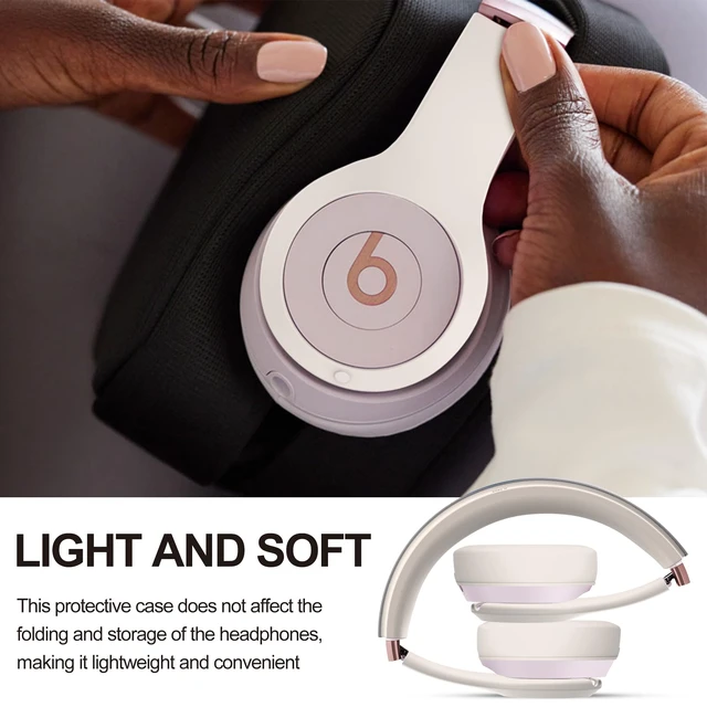 Alt view image 5 of 7 - 3 in 1 Silicone Case for Beats Solo 4 Headphones, Protective Silicone Covers for Beats Solo 4 Shell/Ear Pad/Headband Cover, Accessories Silicone Skin Protector for Beats Solo4 - Apricot