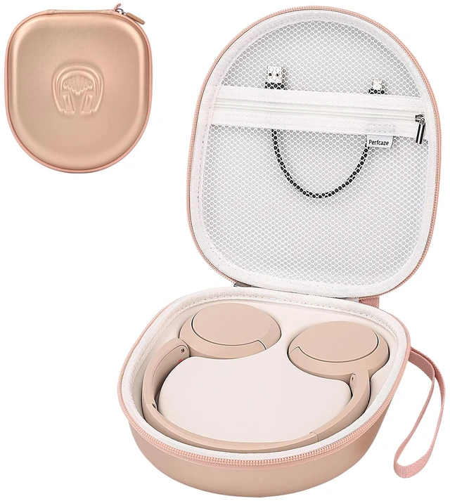 Main image of Hard Headphone Case for Sony WH-CH520 / JBL Tune Live 670NC, Gold Protective Carring Storage Case for Over-Ear Headphones, with Handle Strap & Mesh Pocket